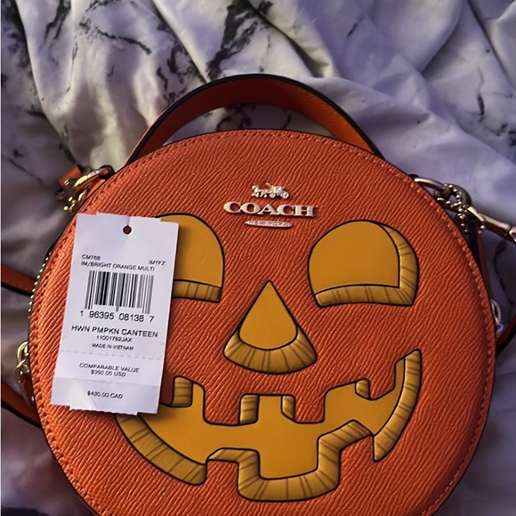 Coach Orange Pumpkin Face Round Crossbody Bag - Picture 2 of 4